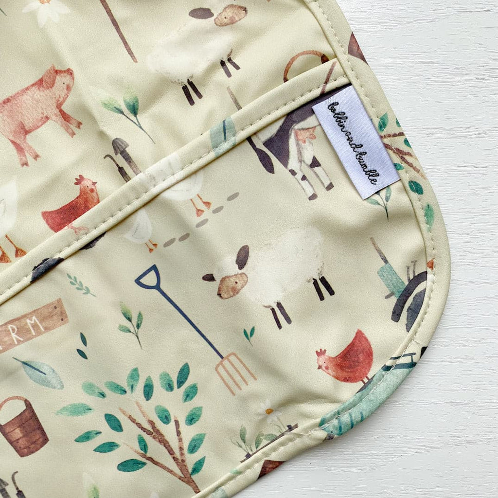 Long Sleeved Baby Bib - Farm Yard Print
