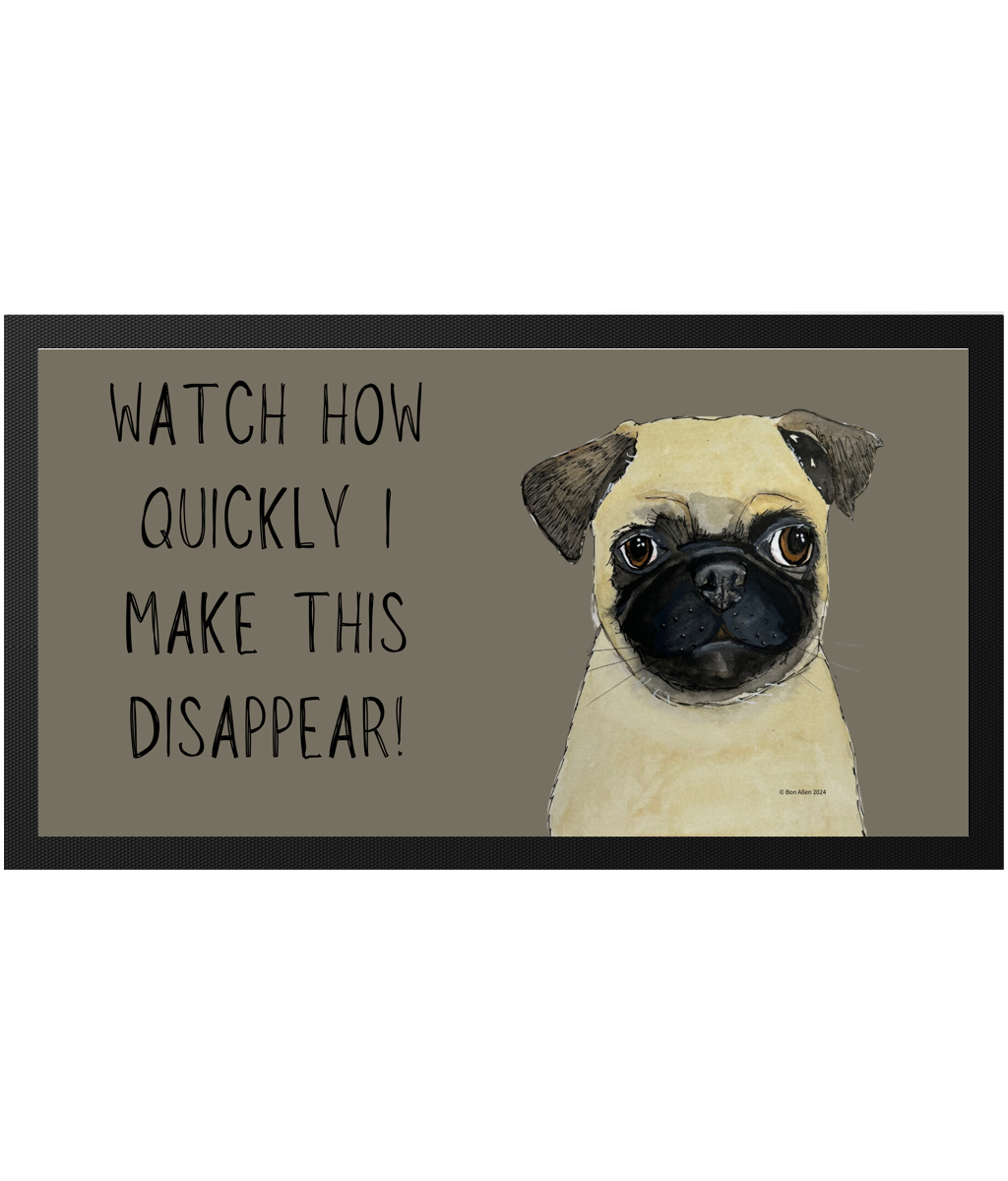 Pug Pet Bowl Mat for Messy Eaters