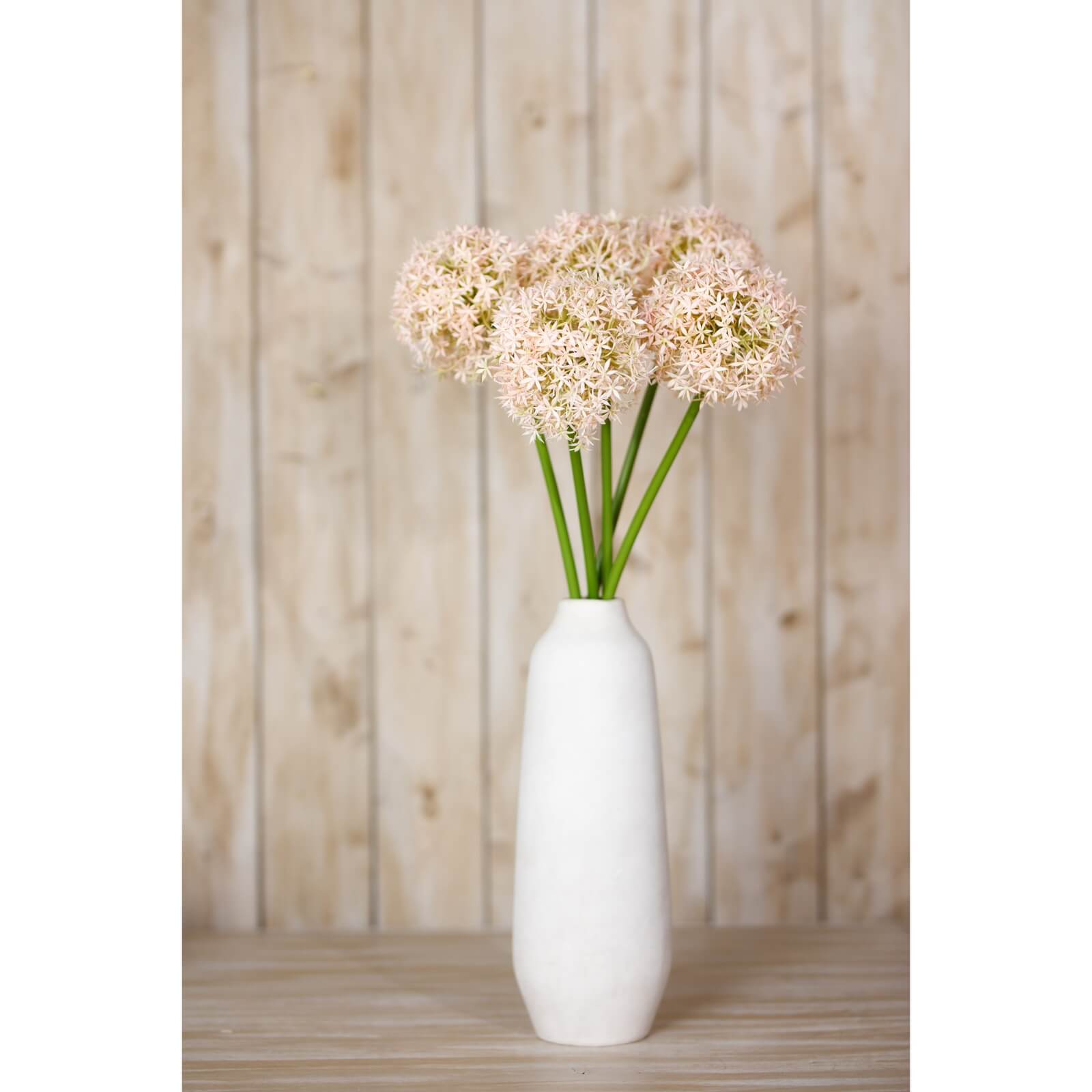 Soft pink faux allium stem, 90cm tall lifelike floral decor for modern or boho interiors by sostter at brixbailey.com