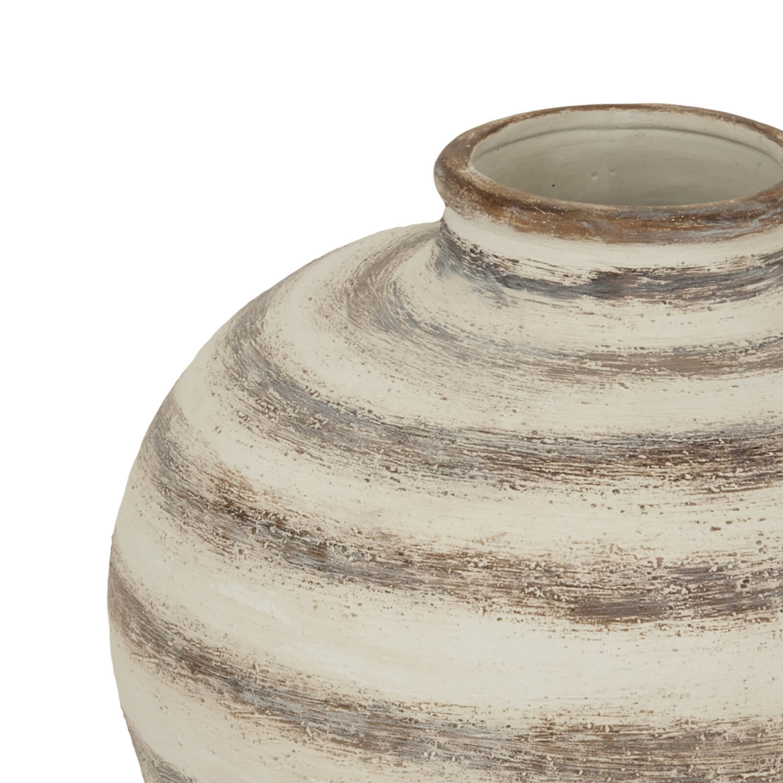 Ravello Collection ceramic amphora vase, 48cm tall, earthy brown with geometric stripes, Mediterranean-inspired centerpiece by Sostter at brixbailey.com