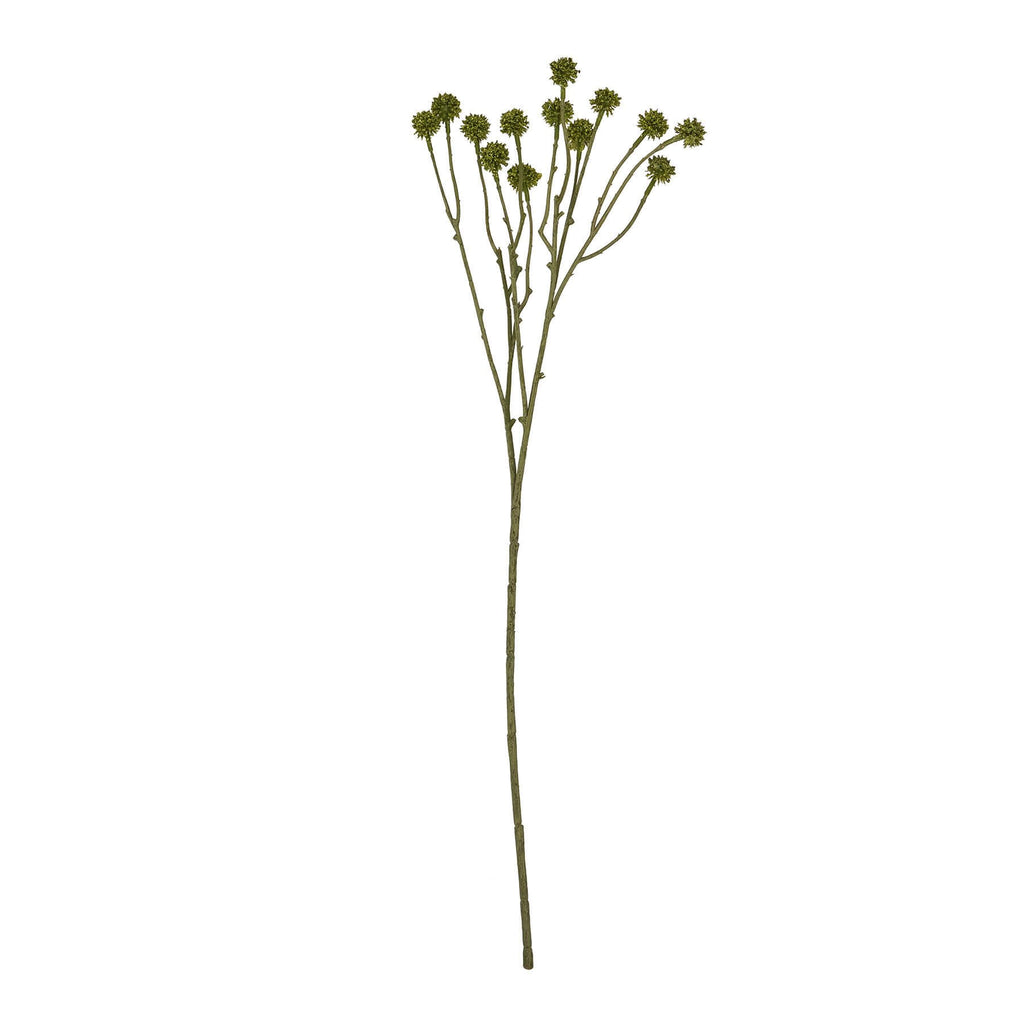 Handcrafted green craspedia artificial stems with spherical blooms, sage green color, 60cm height for floral arrangements. by sostter at brixbailey.com