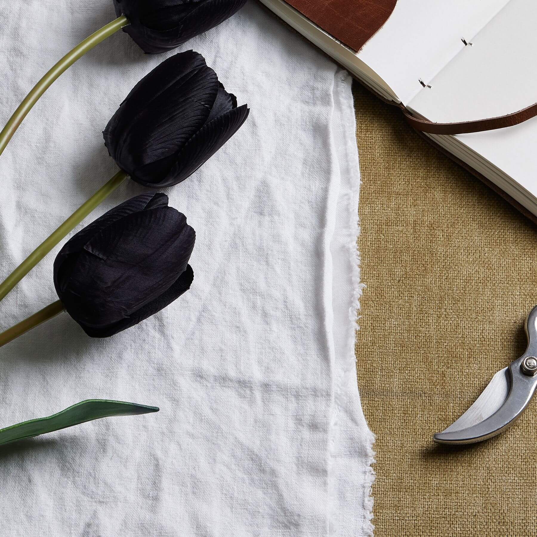 Tall black triple tulip stem artificial flower, 42.5 inches, matte finish, elegant home decor centerpiece by sostter at brixbailey.com