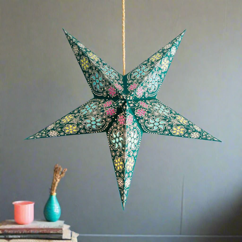 Firework Teal Paper Star Lantern 60cm