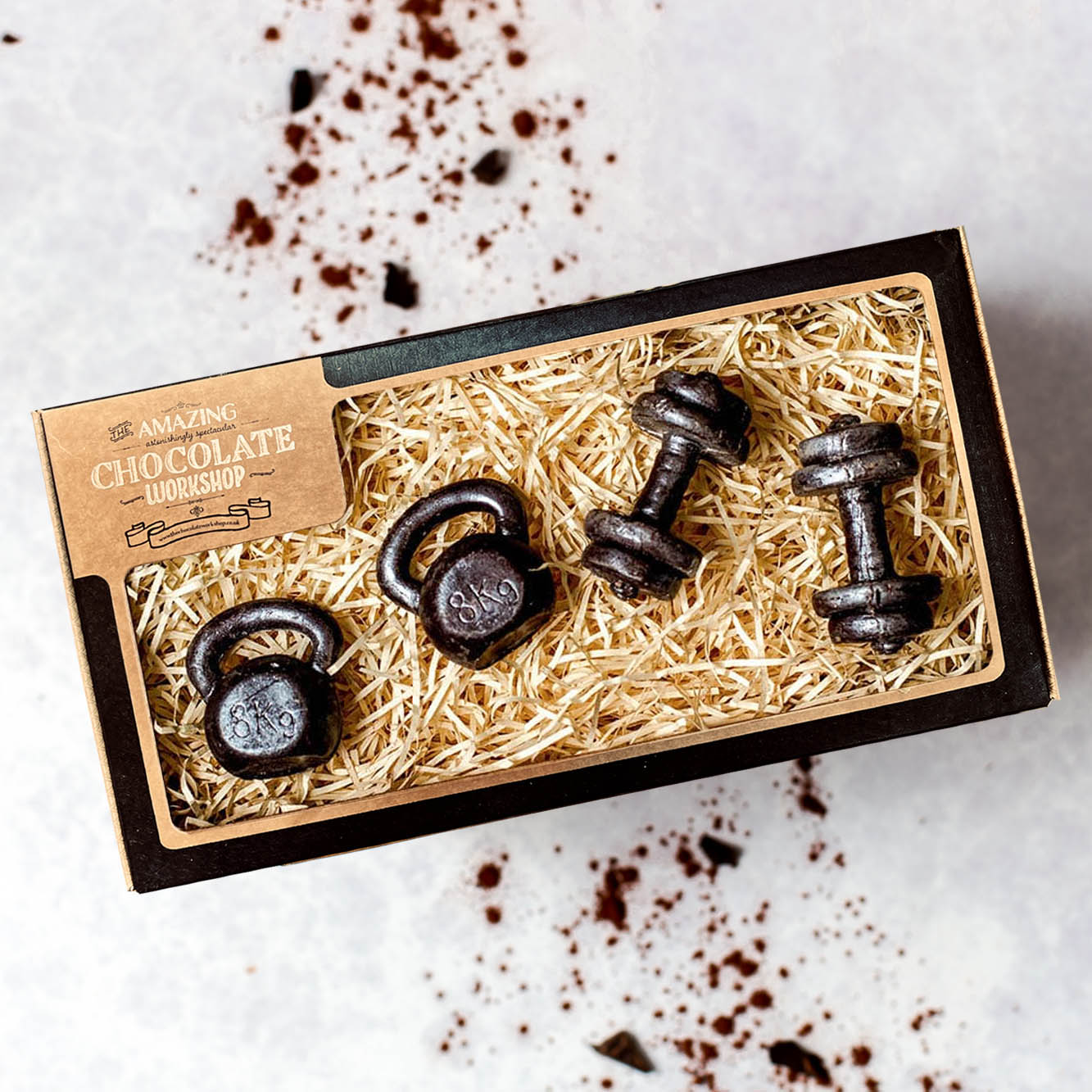 Chocolate Dumbbells and Kettlebells Fitness Gift Set