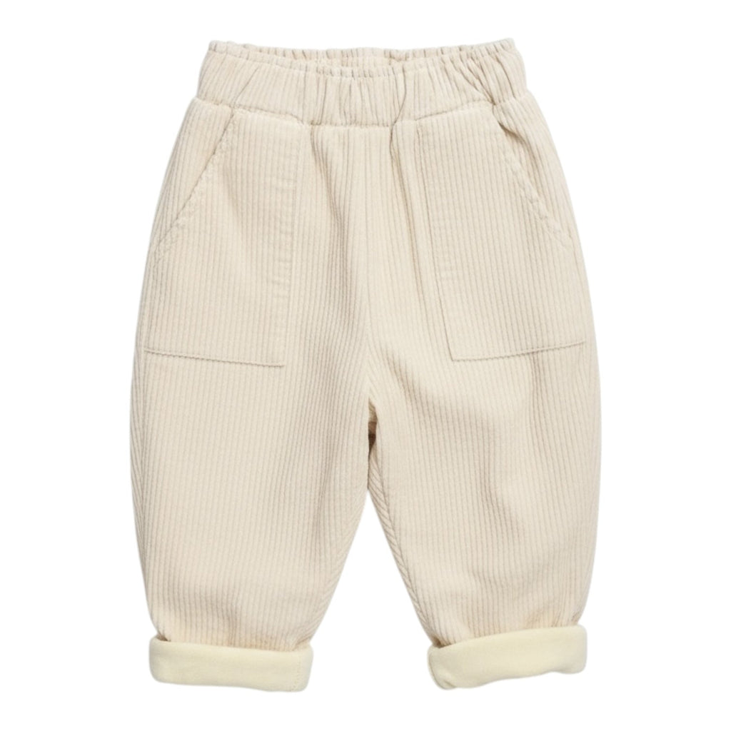 Fleece Lined Corduroy Baby Trousers in Beige