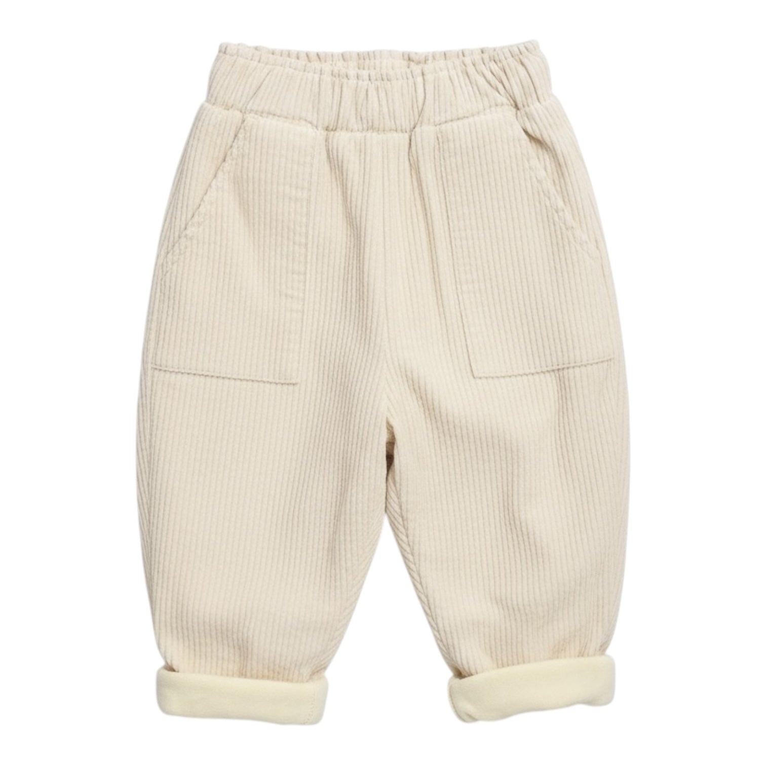 Fleece Lined Corduroy Baby Trousers in Beige