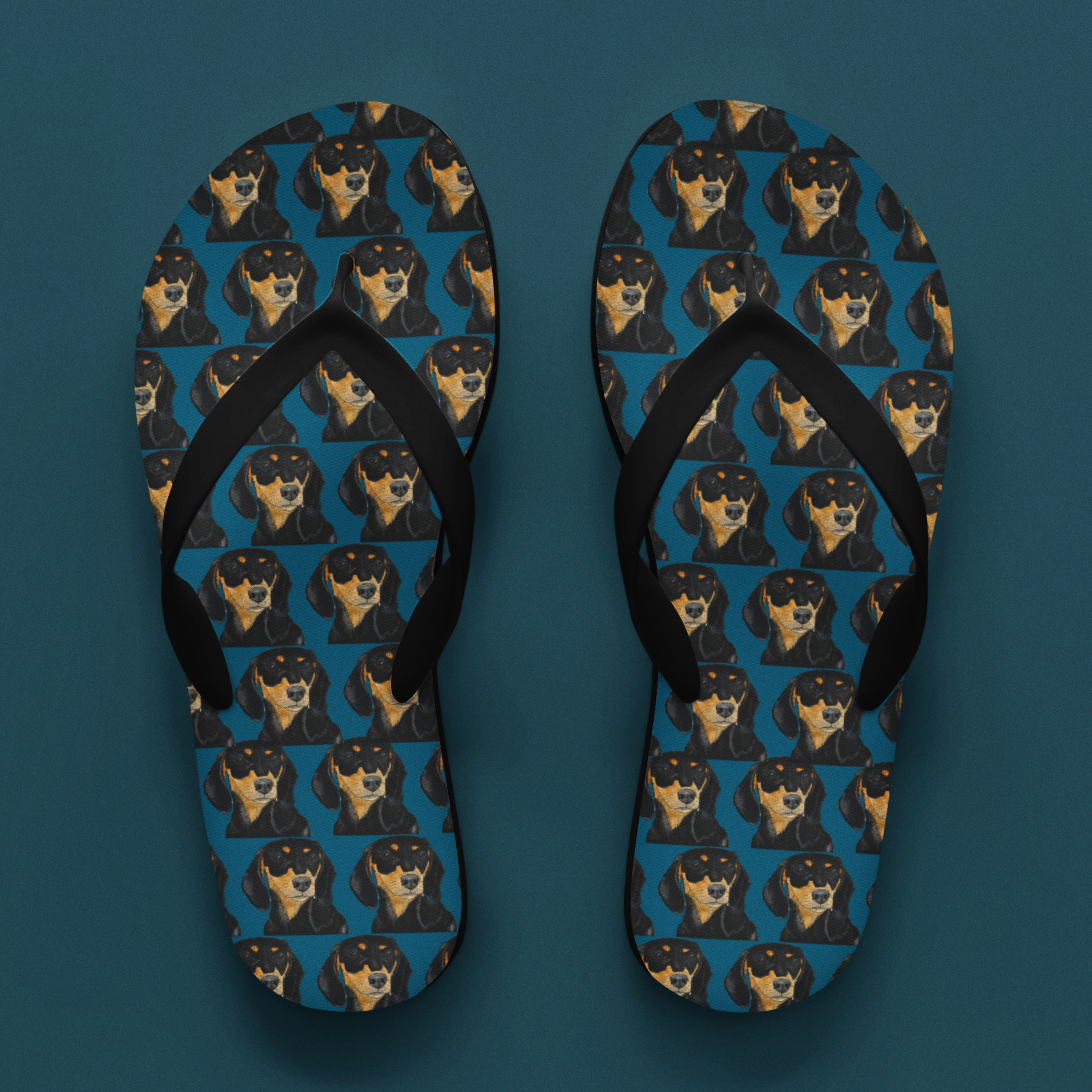 Hot Dog Summer Luxe Dachshund Print Flip Flops