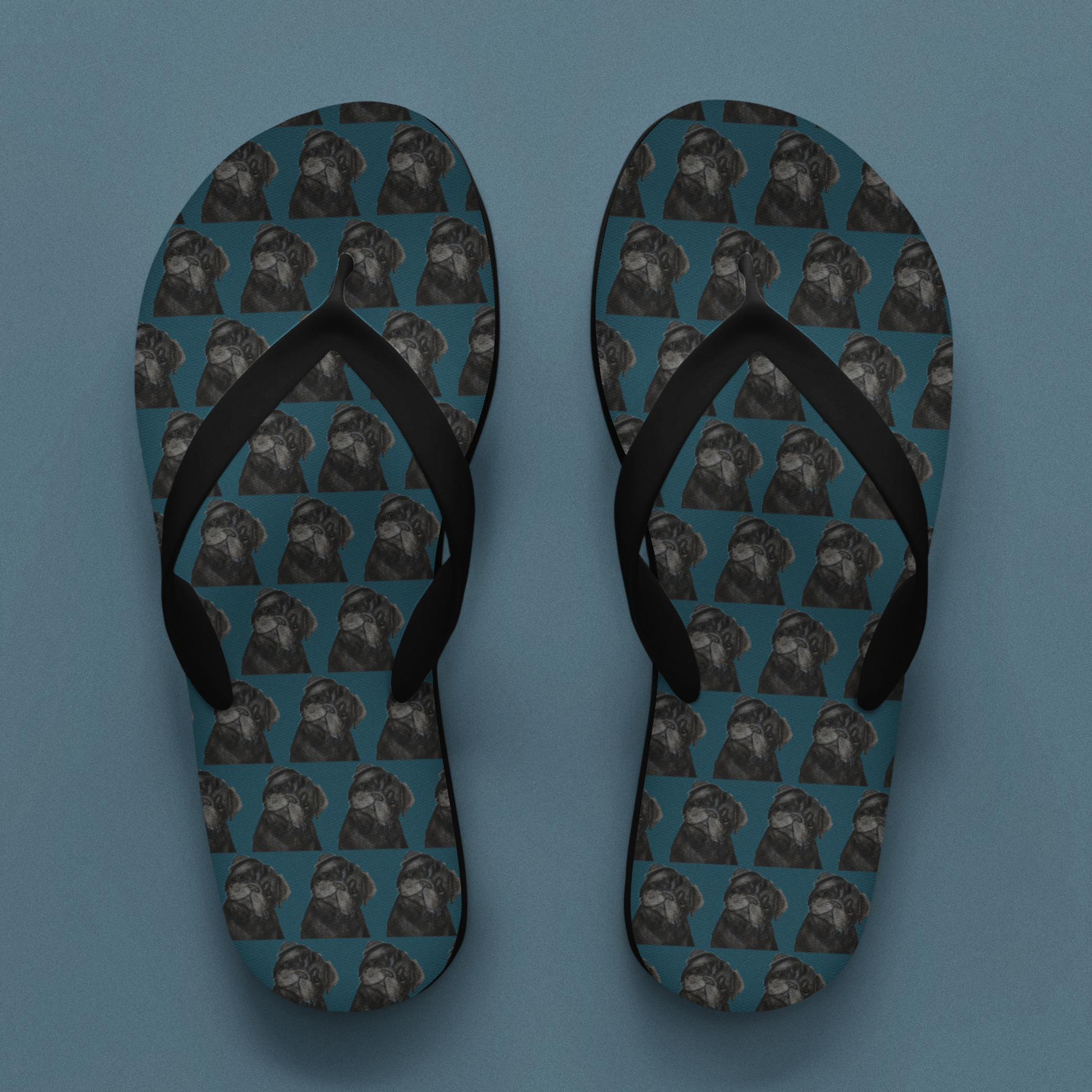 Pug Print Flip Flops for Devoted Dog Lovers