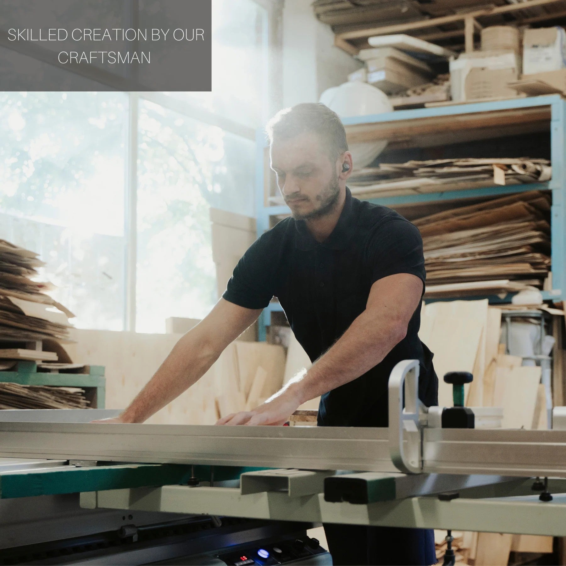 elegant ash floating shelf in soft morning light displaying a curated vase and book