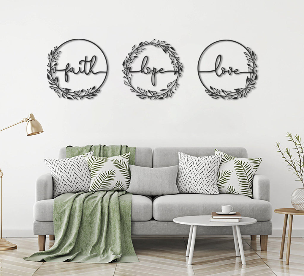 Faith Hope Love Metal Wall Art