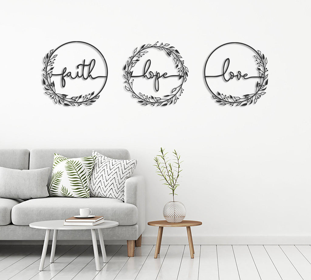 Faith Hope Love Metal Wall Art