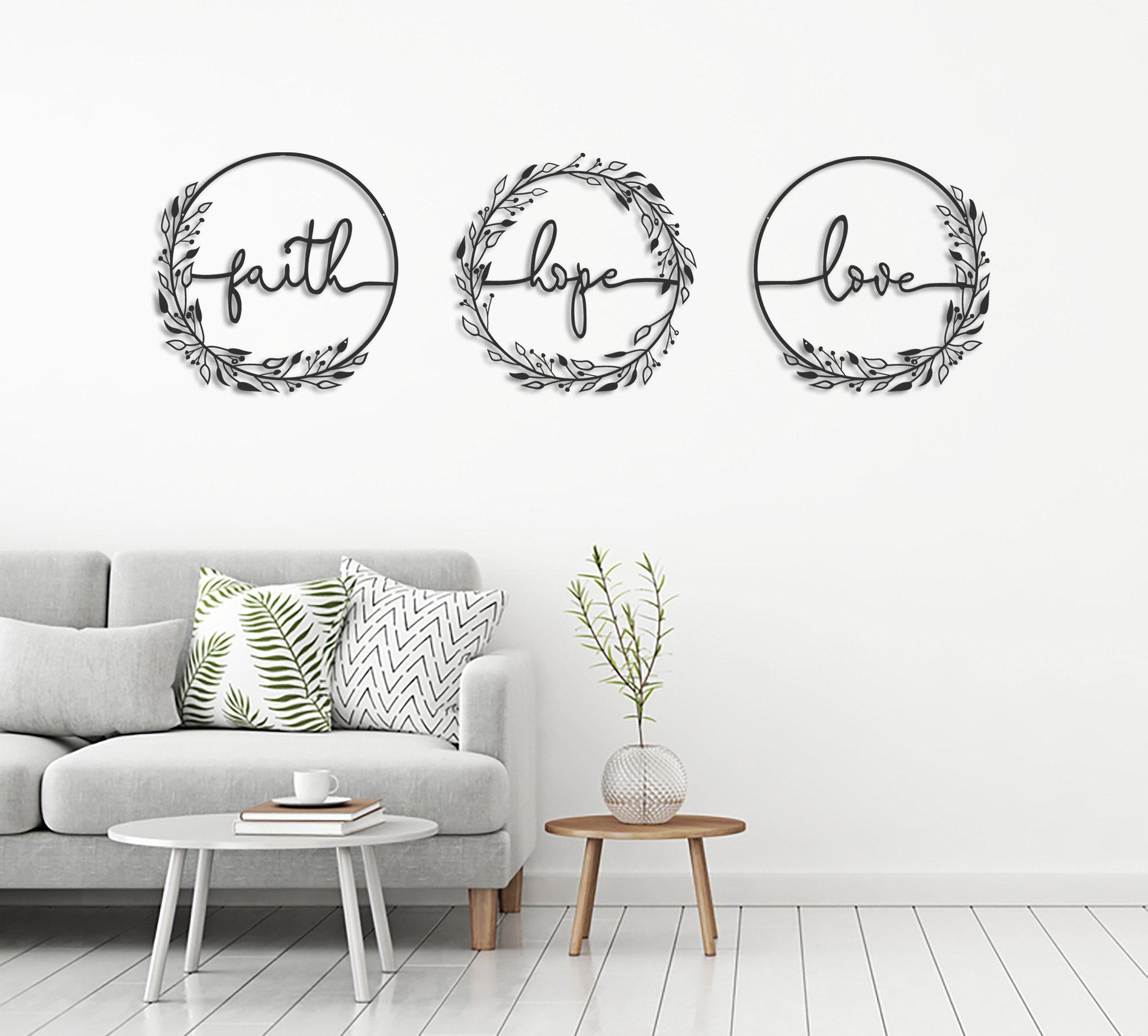 Faith Hope Love Metal Wall Art