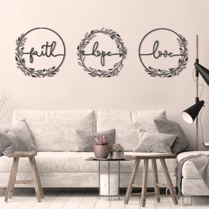 Faith Hope Love Metal Wall Art