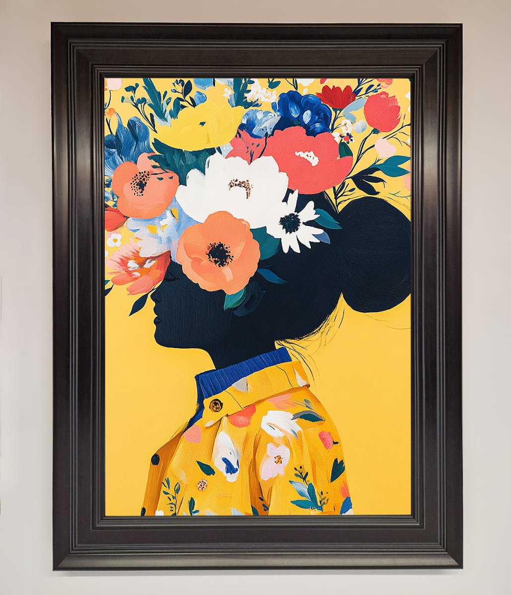 Yellow Floral Explosion Framed Print