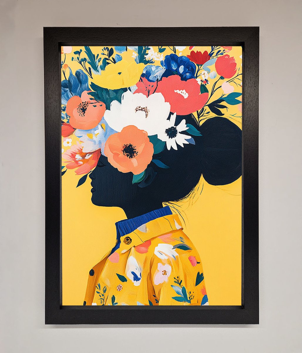 Yellow Floral Explosion Framed Print