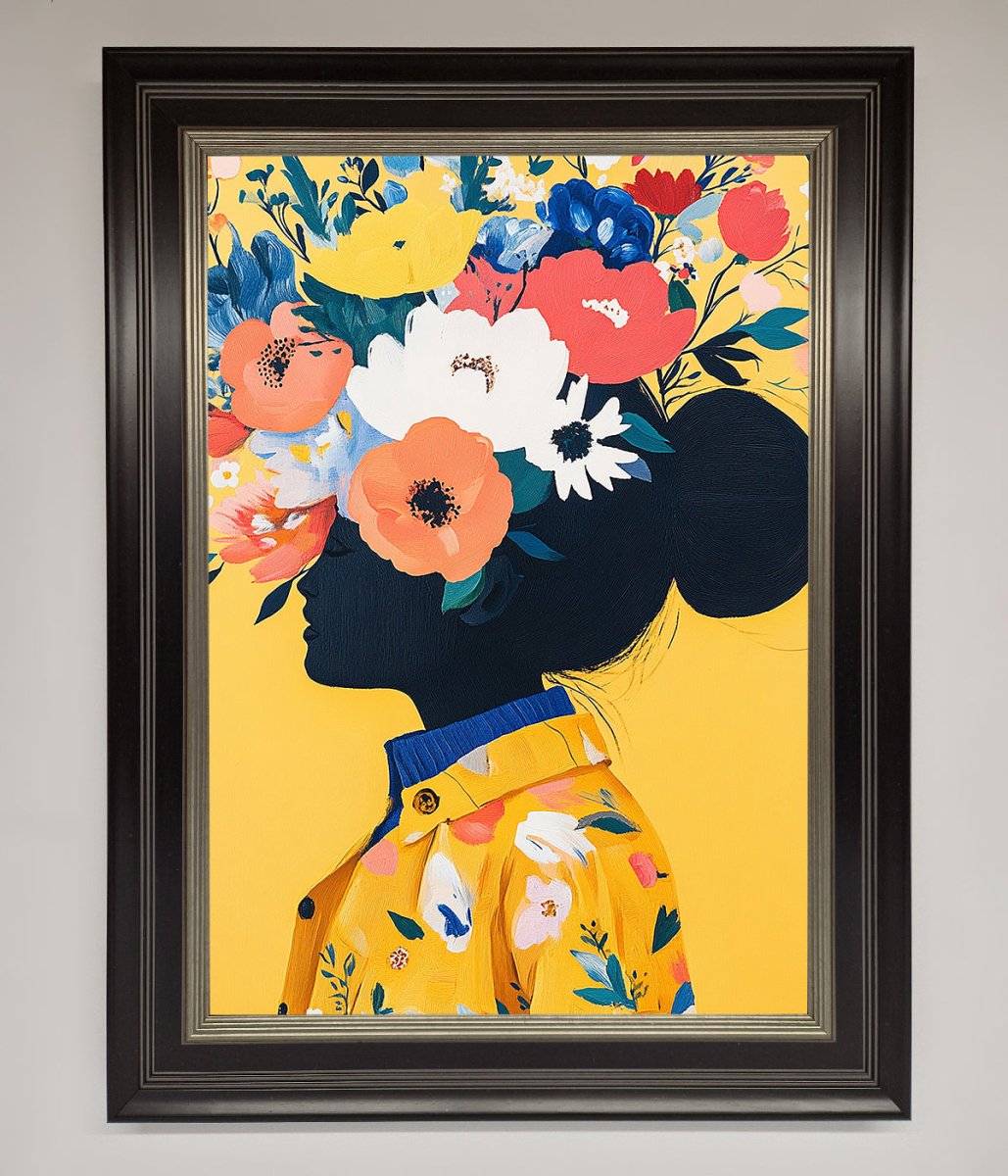 Yellow Floral Explosion Framed Print