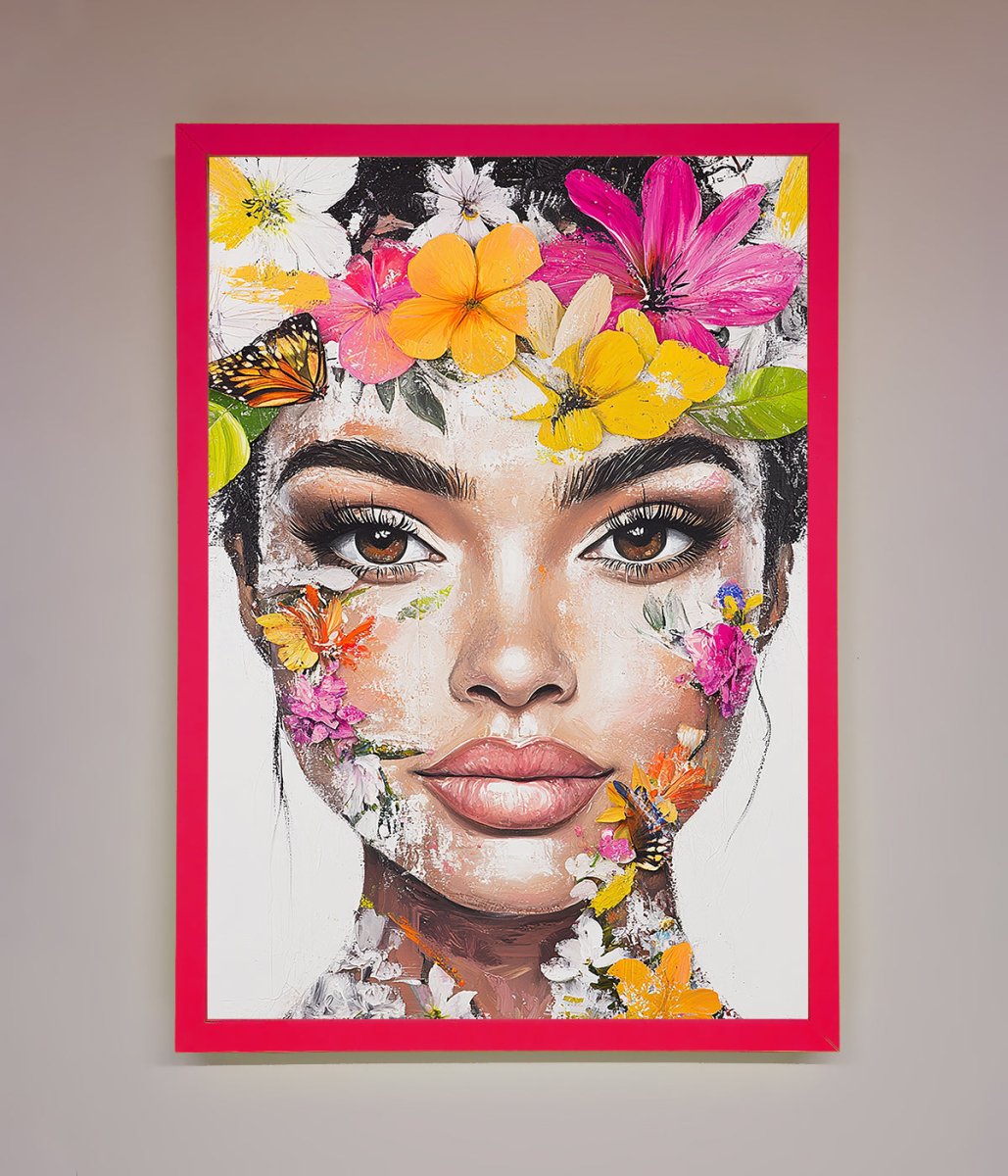 Floral Woman Face Framed Print