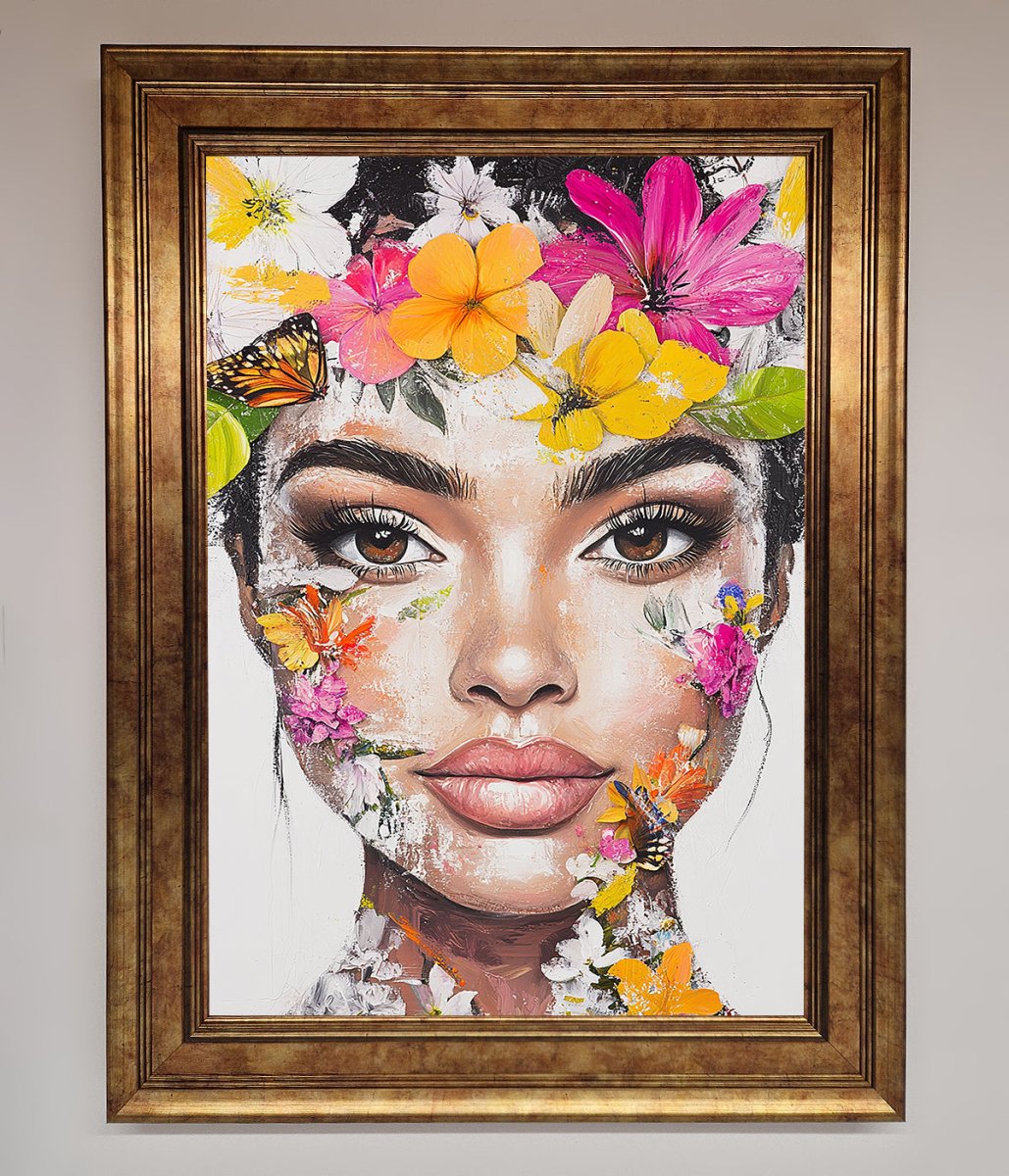 Floral Woman Face Framed Print