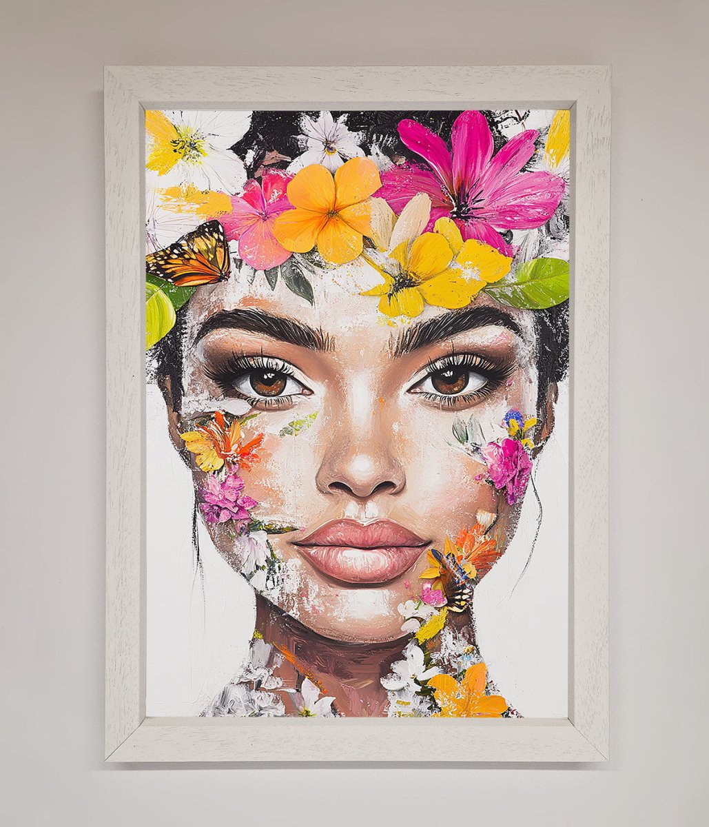Floral Woman Face Framed Print