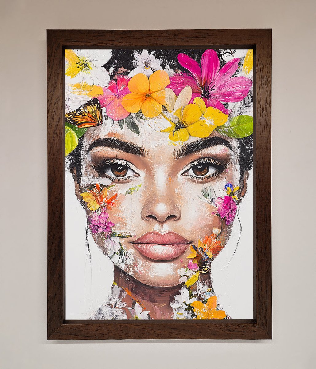 Floral Woman Face Framed Print