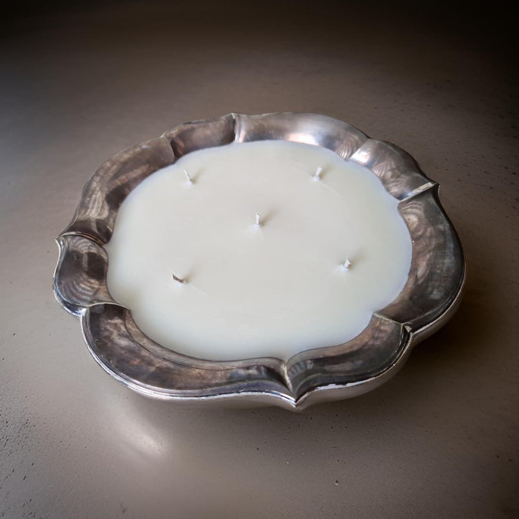Five Wick Flower Bowl Candle with Vintage Bookshop Scent