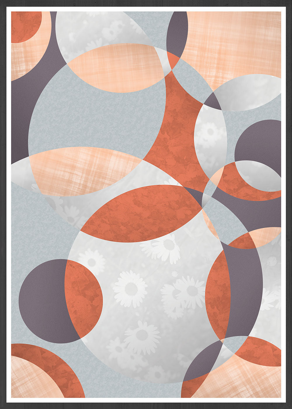 Flower Spiral Abstract Art with Circles Wall Print in Forest Green