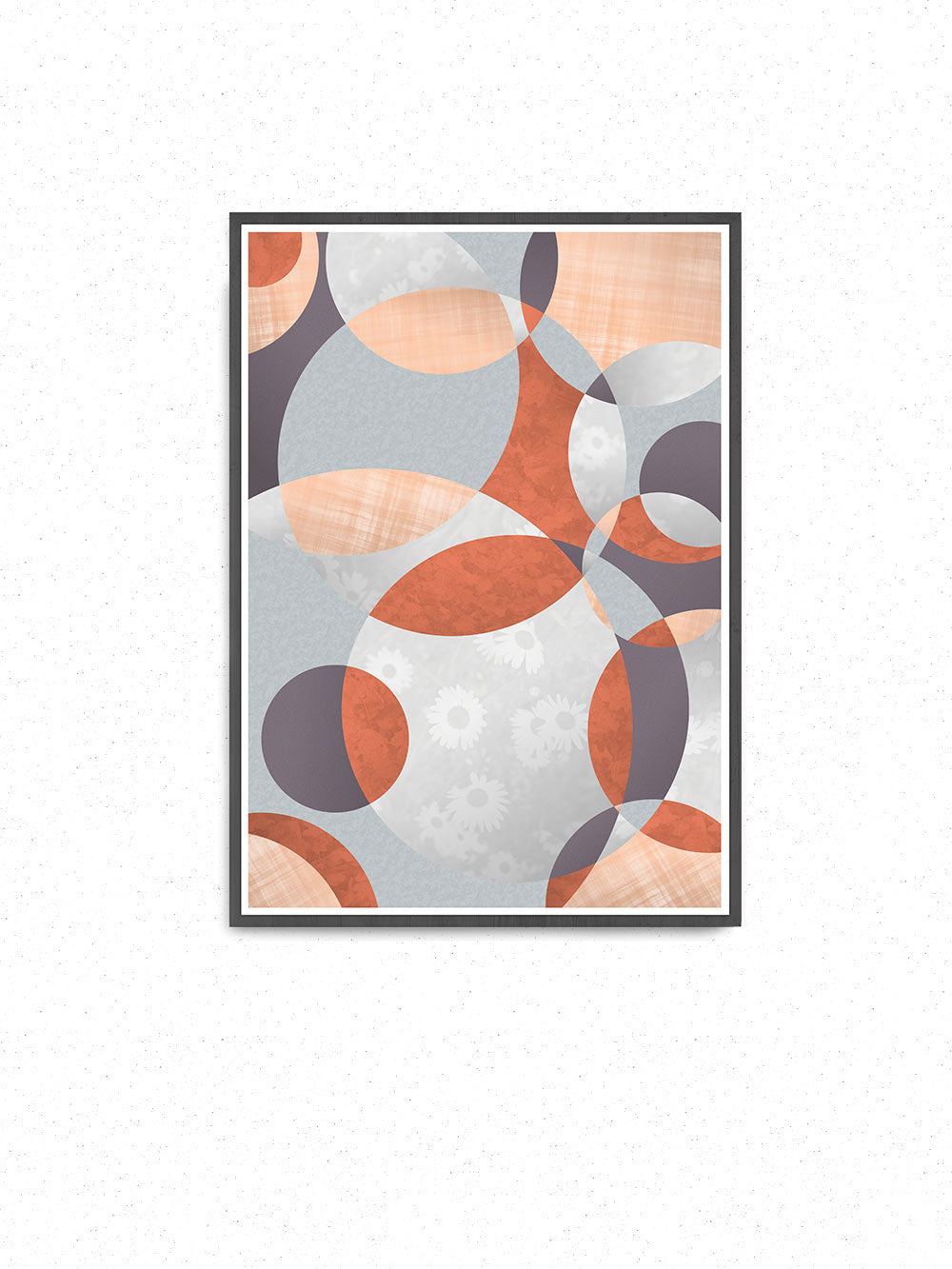 Flower Spiral Abstract Art with Circles Wall Print in Forest Green