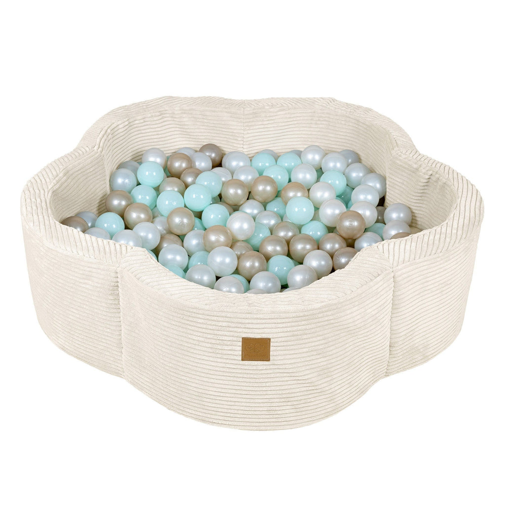 practical vanilla flower baby ball pit setup guide showing easy assembly and storage
