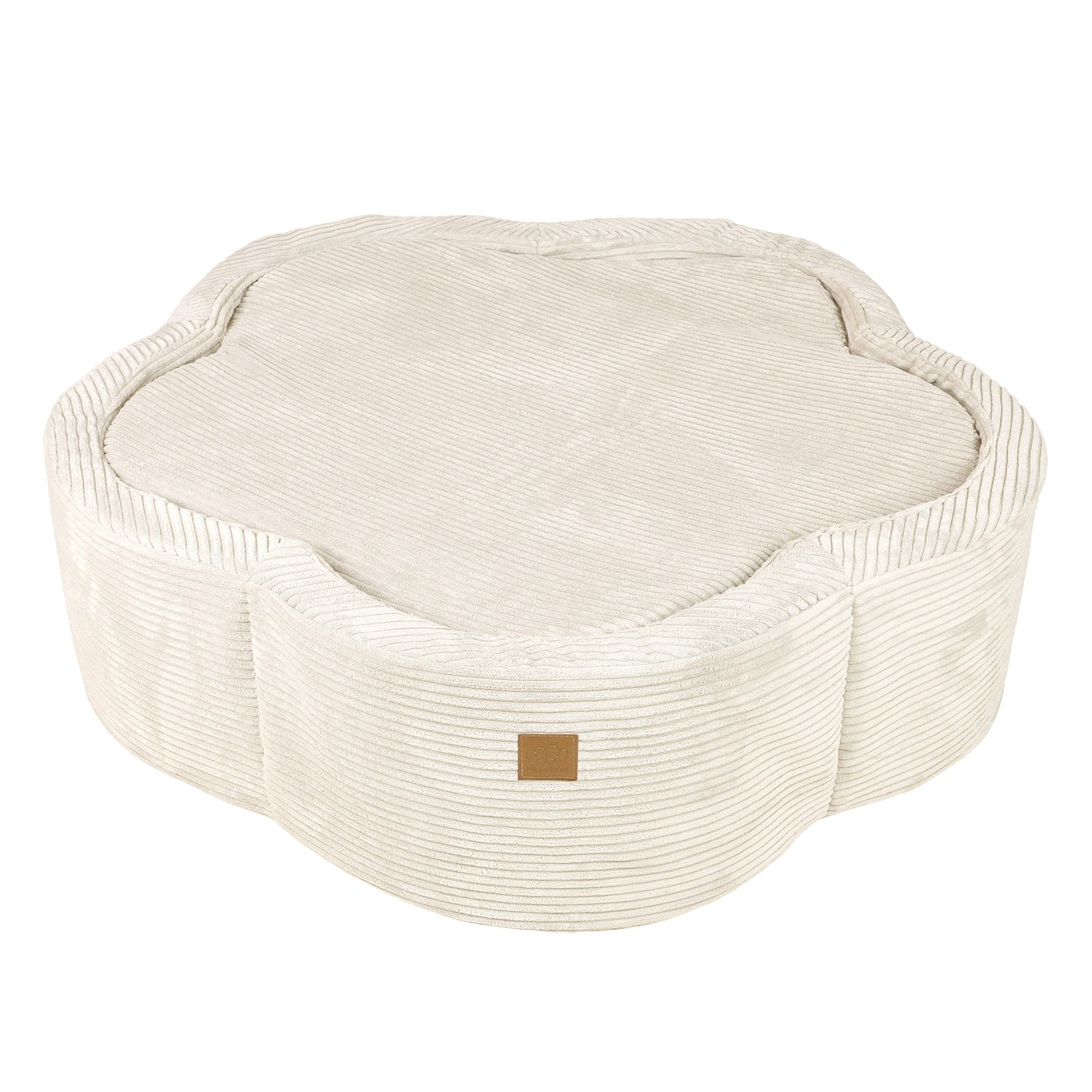 a soft vanilla flower baby ball pit in a serene nursery setting