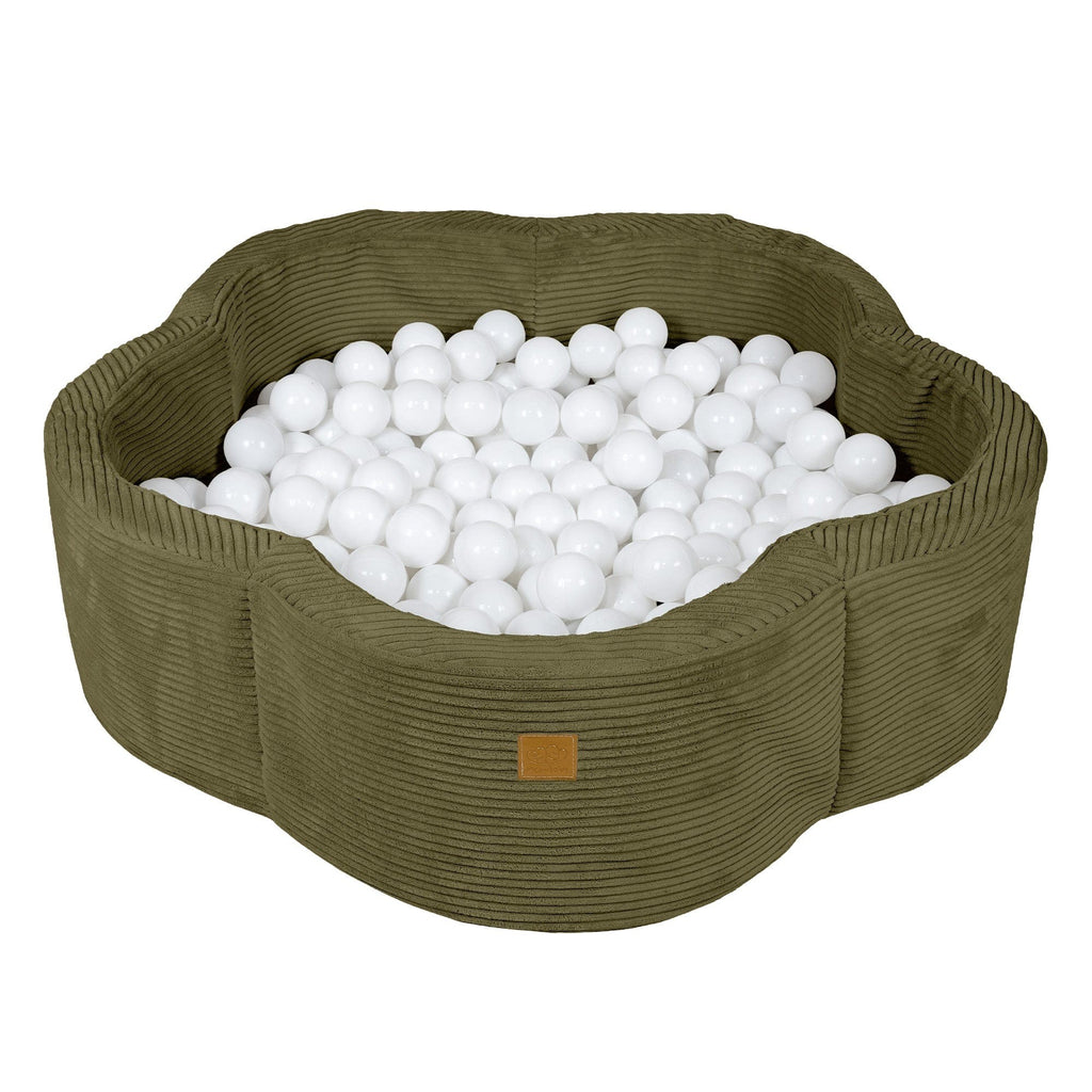 a bold khaki flower-shaped baby ball pit for stylish and safe playtime adventures