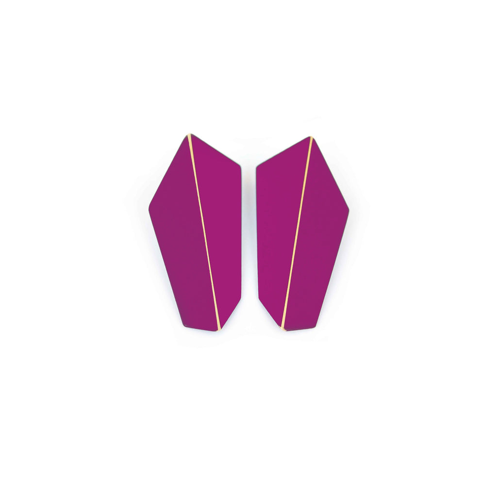 Folded Verticals Statement Earrings - Handcrafted in Brass & Sterling Silver by Lisa Kroeber Jewellery at www.brixbailey.com