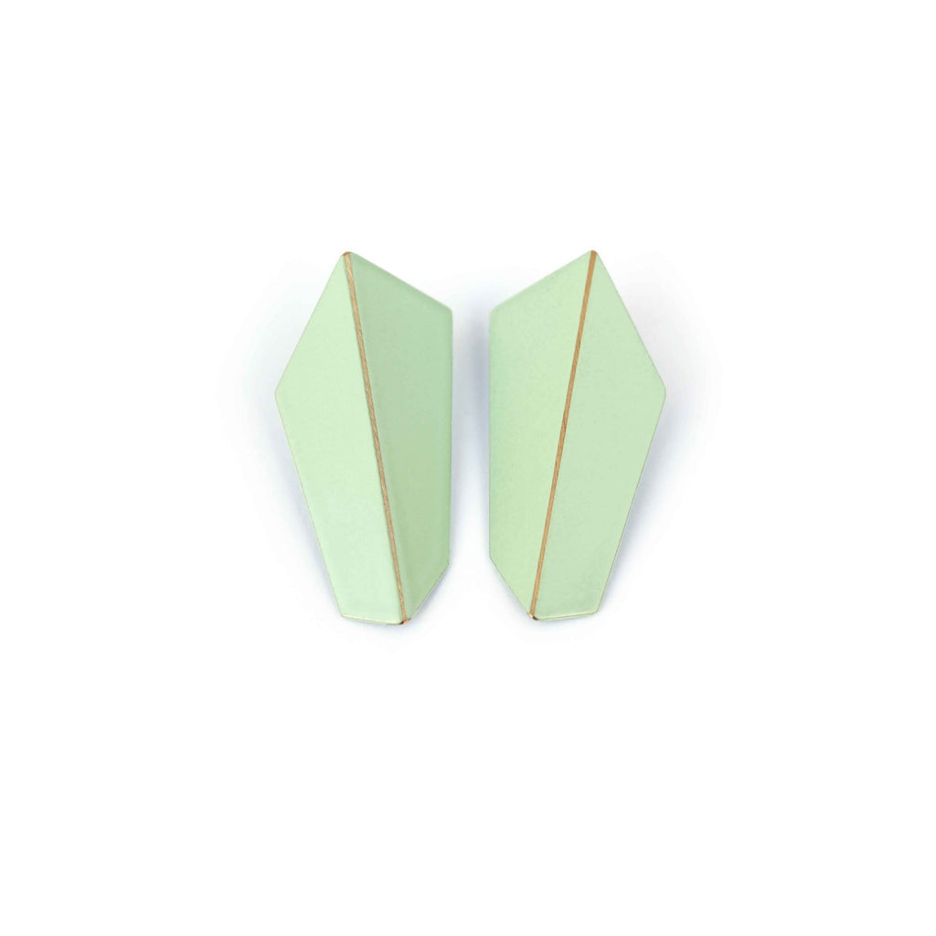FOLDED VERTICALs Statement Earrings - Handcrafted & Lightweight in Brass and Silver by Lisa Kroeber Jewellery at www.brixbailey.com