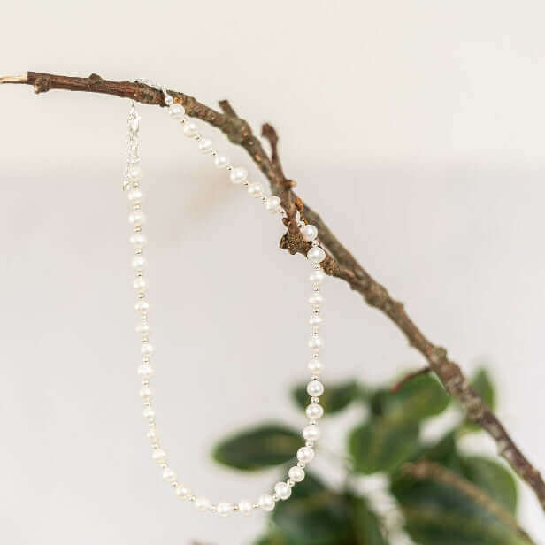 Freshwater Pearl Beaded Necklace in Sterling Silver or Gold Filled