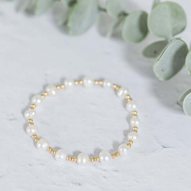 Freshwater Pearl Bracelet in Sterling Silver or Gold Filled