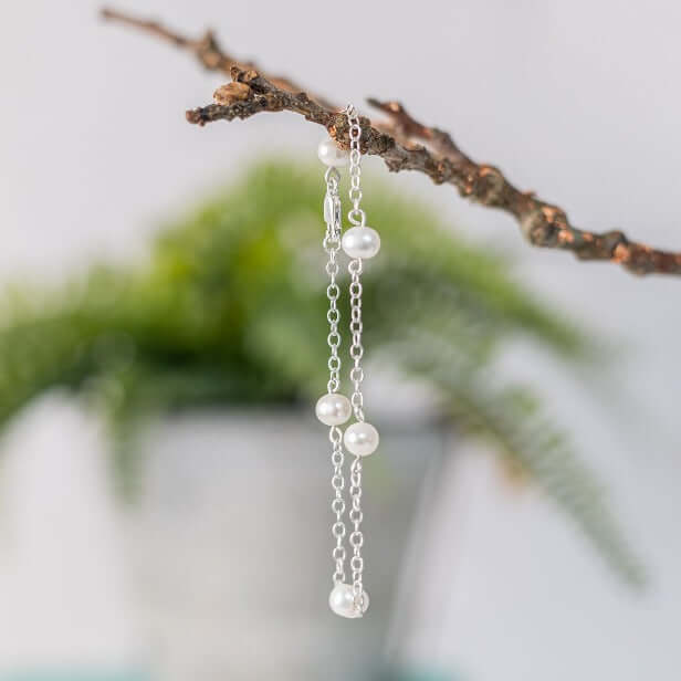 Freshwater Pearl Chain Bracelet in Sterling Silver