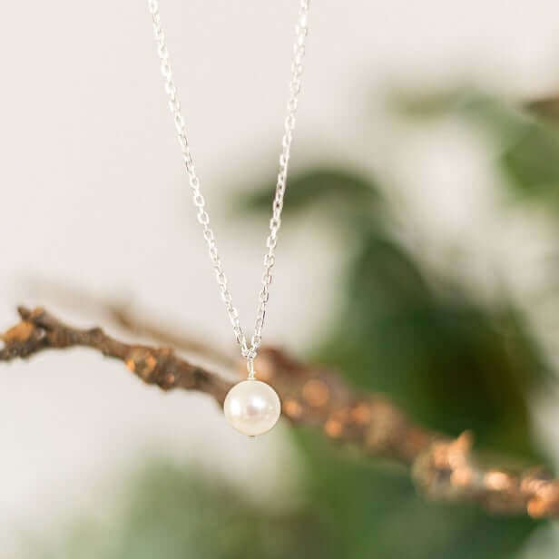 Freshwater Pearl Droplet Necklace in Sterling Silver