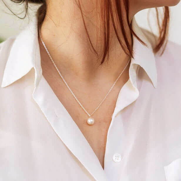 Freshwater Pearl Droplet Necklace in Sterling Silver