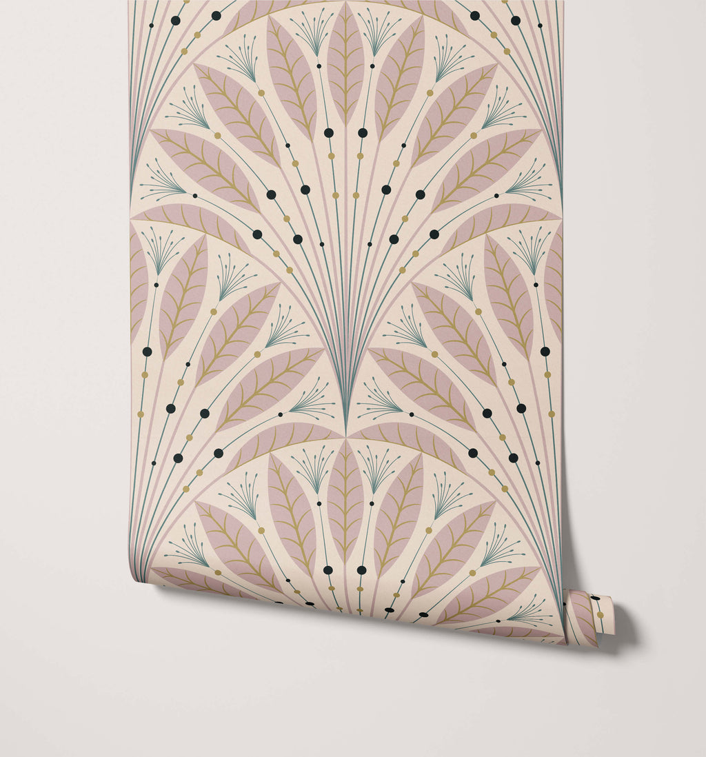 Frond Art Deco Wallpaper in Rich Jewel Tones