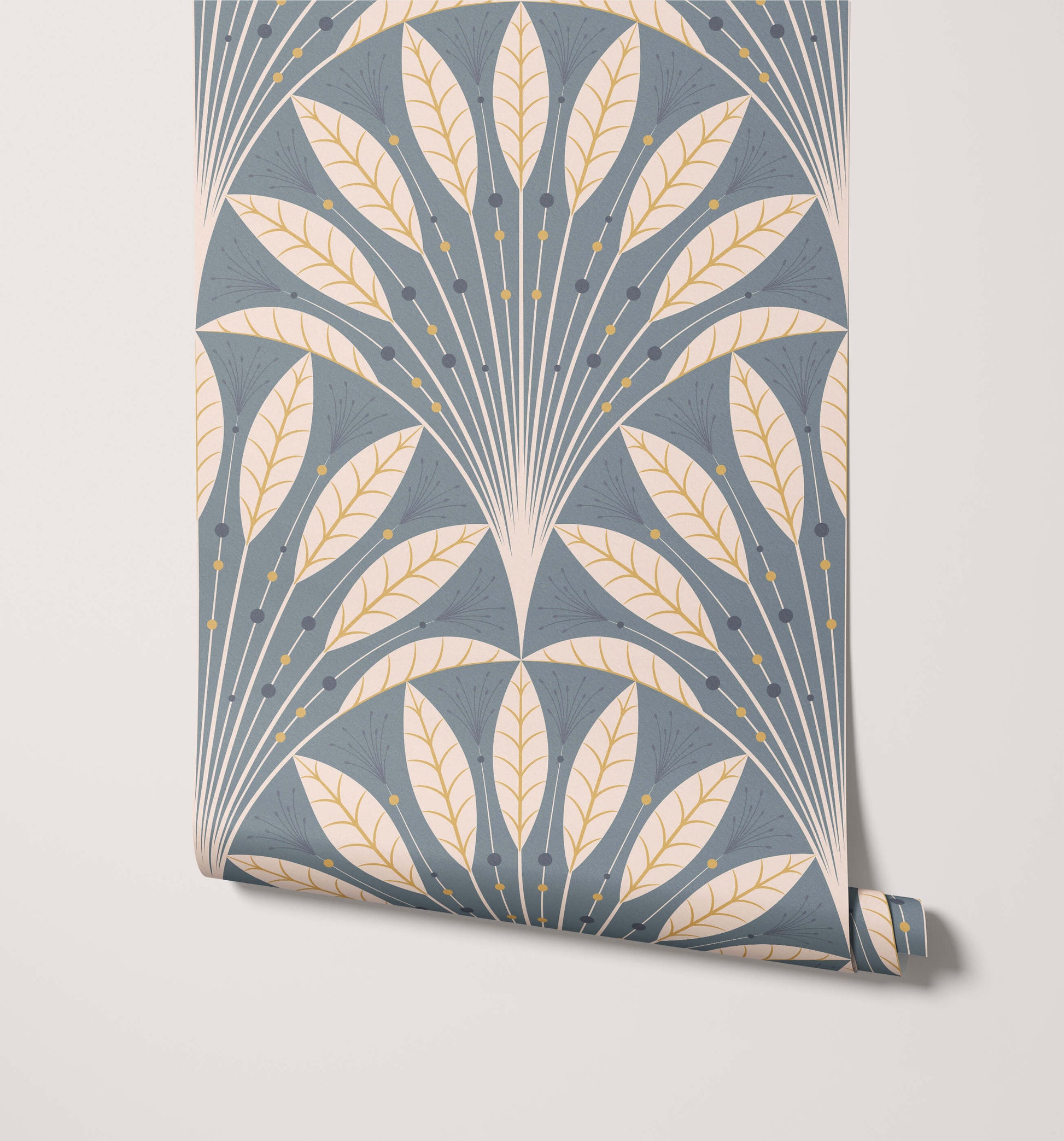 Frond Art Deco Wallpaper in Rich Jewel Tones