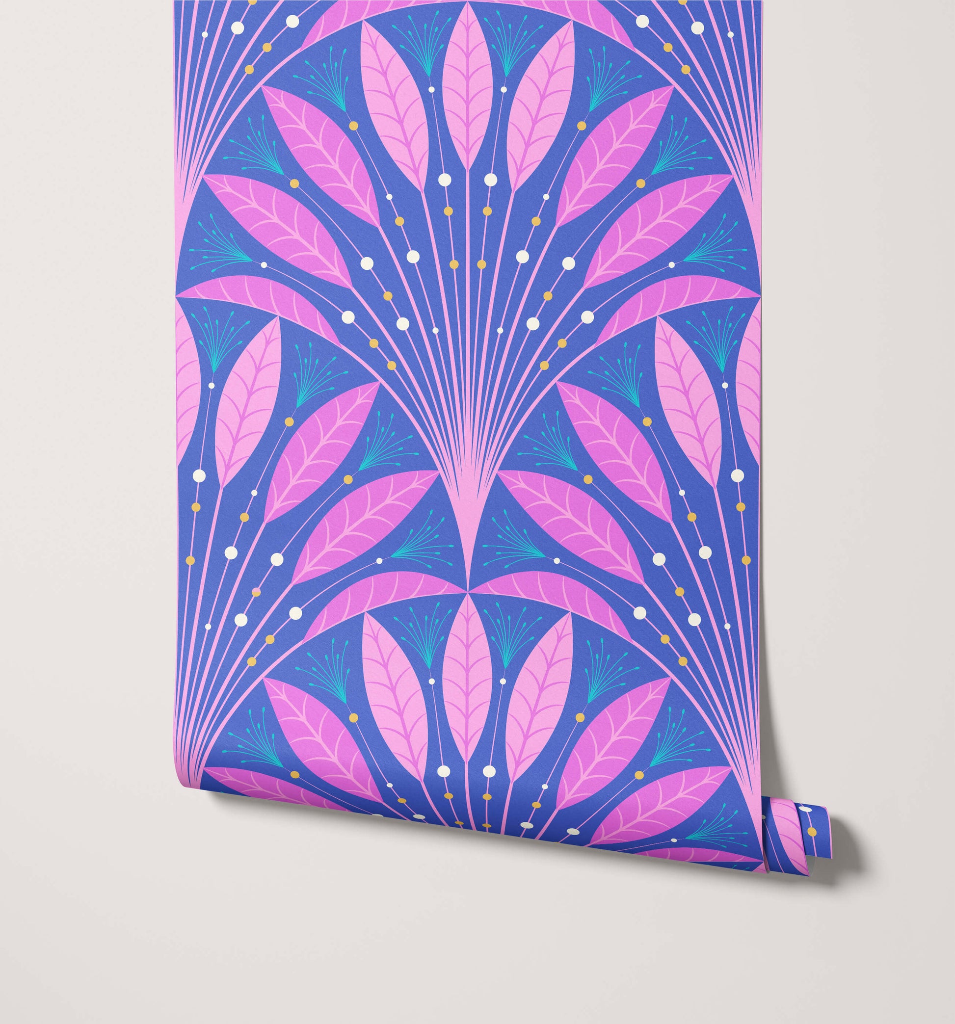 Frond Art Deco Wallpaper in Rich Jewel Tones