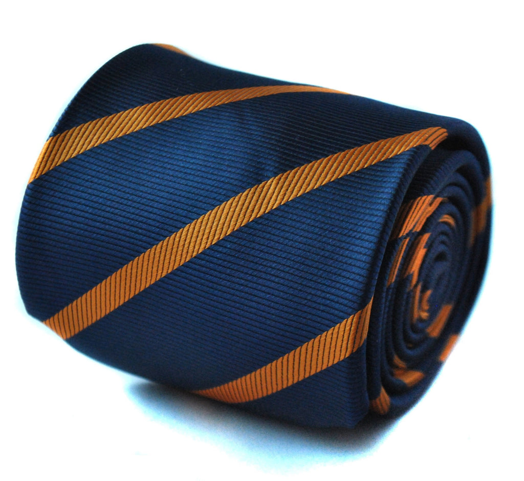 Navy and Orange Club Striped Tie