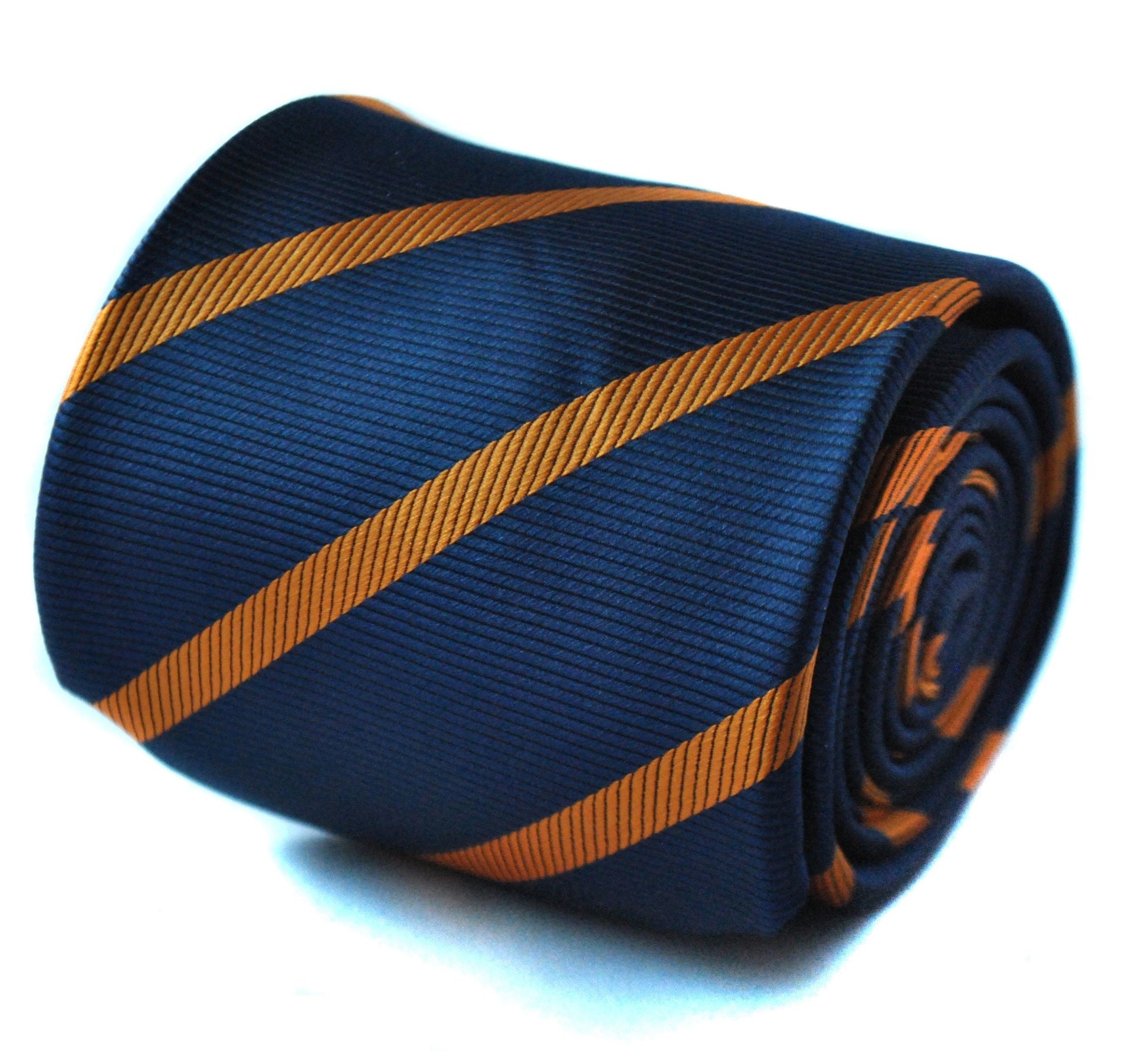 Navy and Orange Club Striped Tie