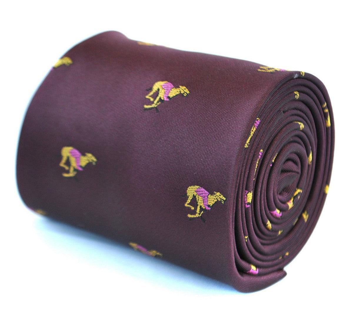Maroon Tie with Racing Greyhound Print