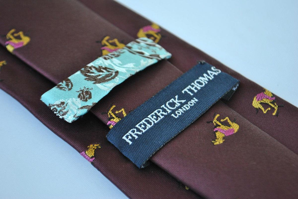 Maroon Tie with Racing Greyhound Print