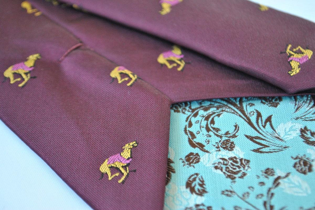 Maroon Tie with Racing Greyhound Print