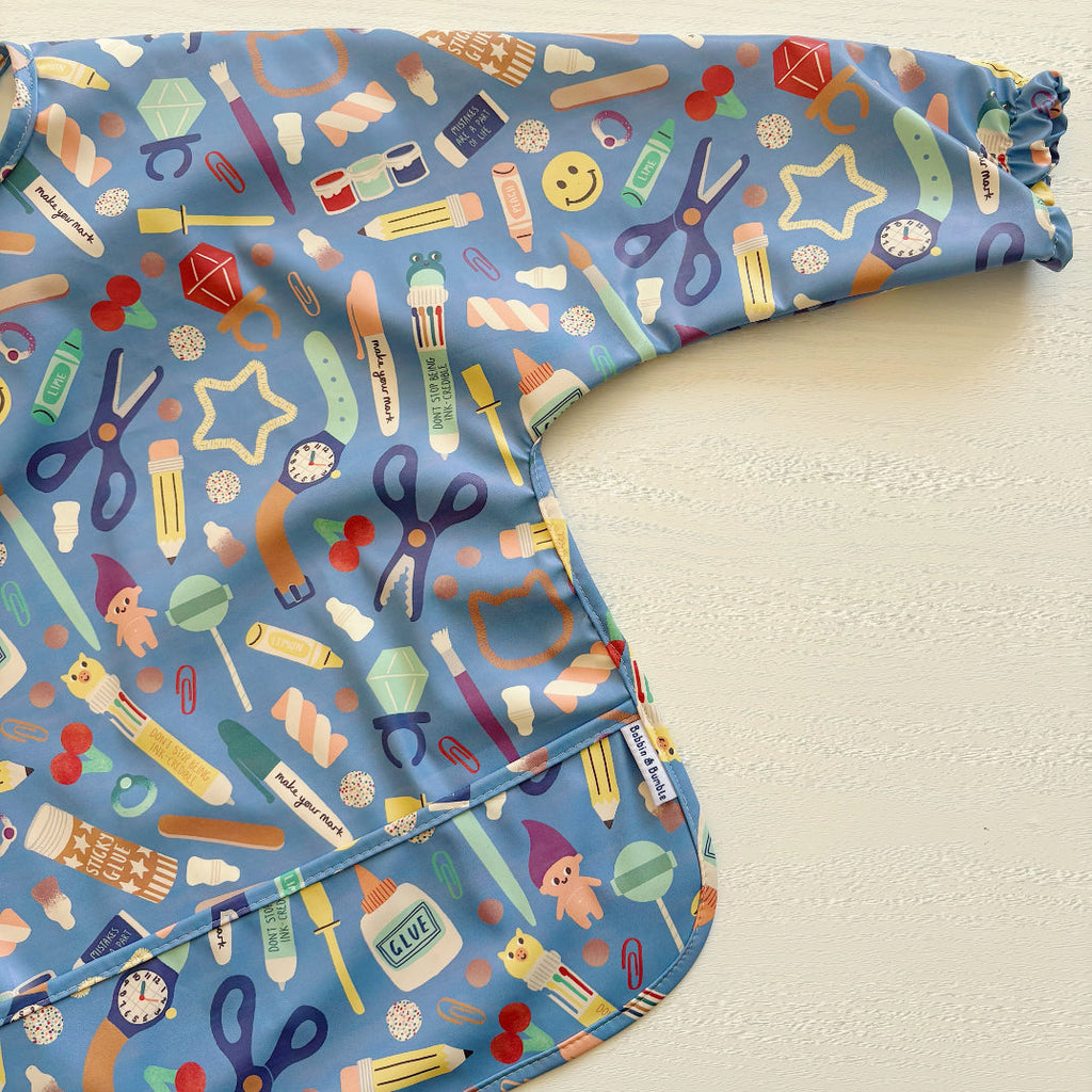 Long Sleeved Baby Bib - Crafty Print