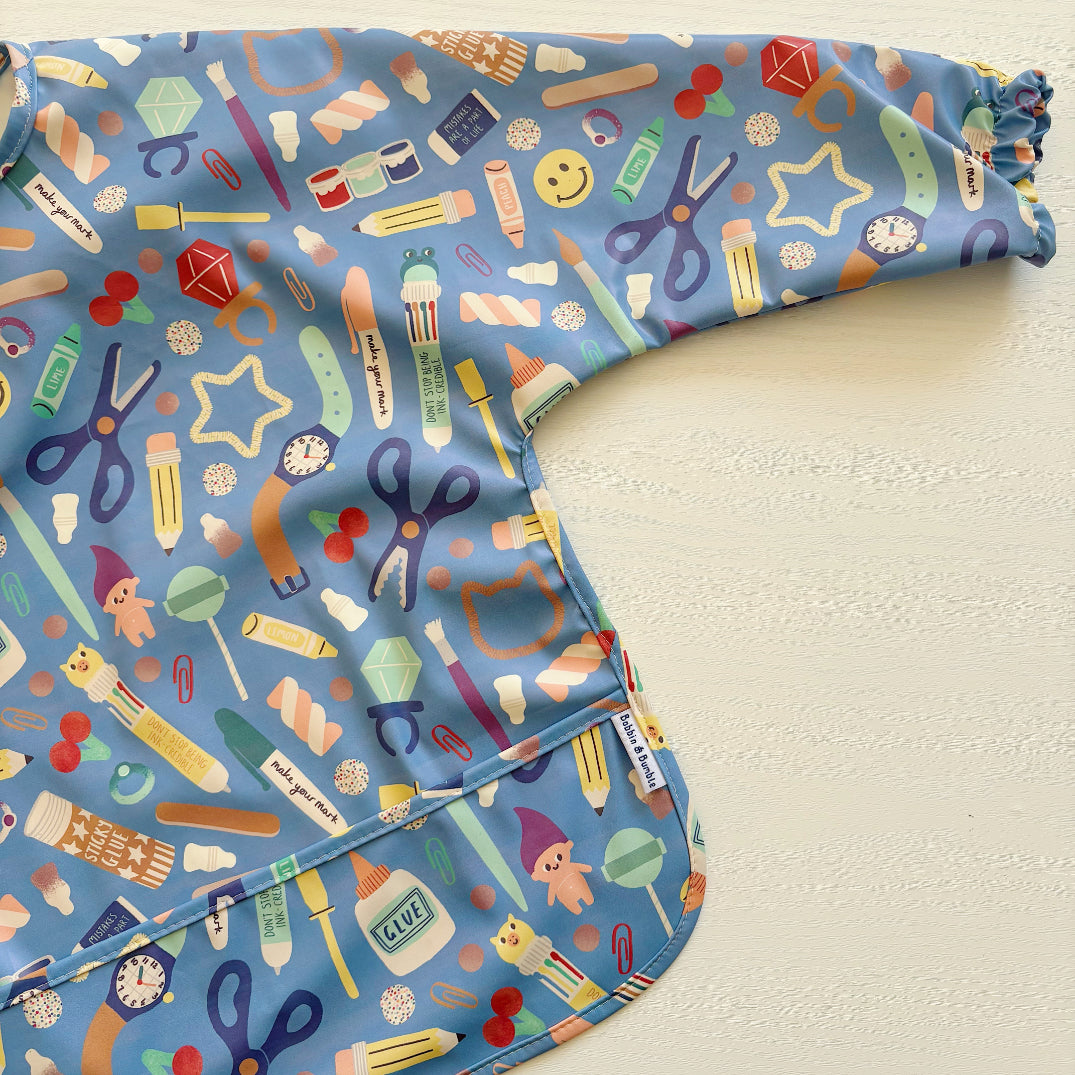 Long Sleeved Baby Bib - Crafty Print