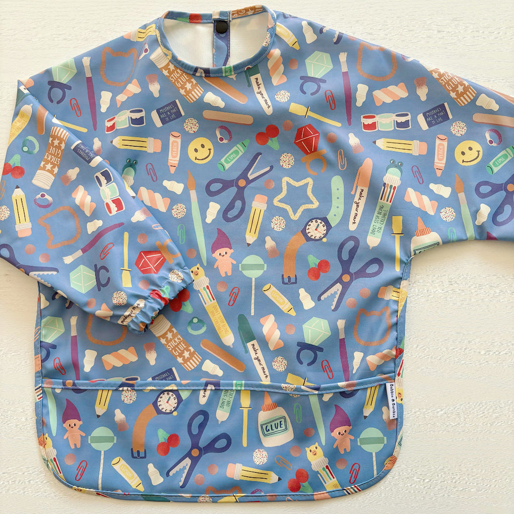 Long Sleeved Baby Bib - Crafty Print
