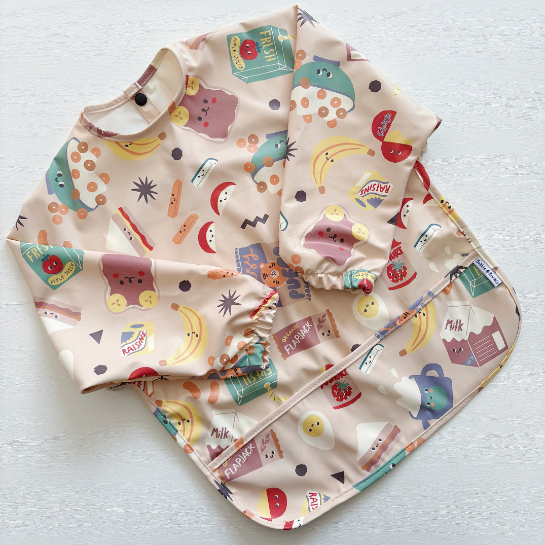 Long Sleeved Baby Bib - Snack Time