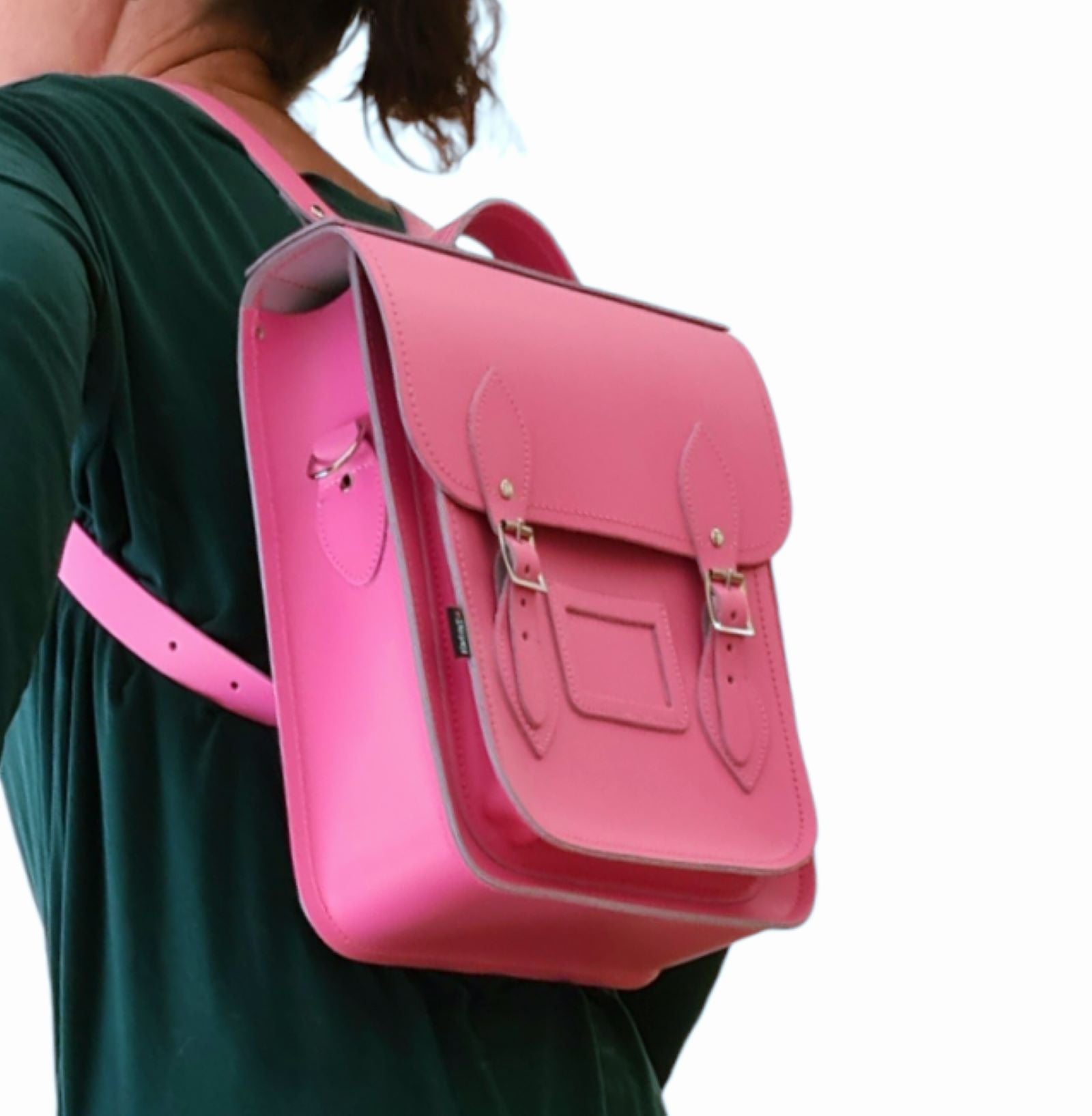 Handmade Leather City Backpack in Hot Fuchsia